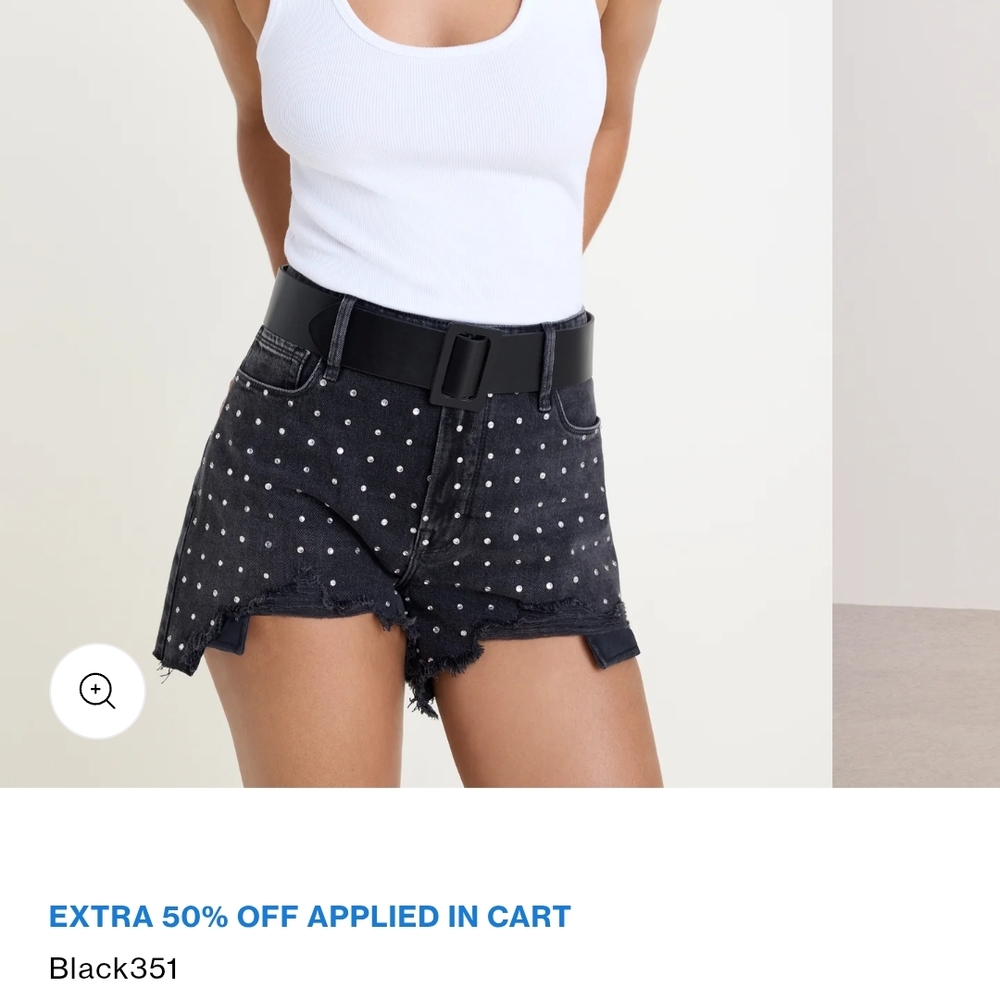 Good American Brand Black Rhinestone Women's Shorts - Size 2/26